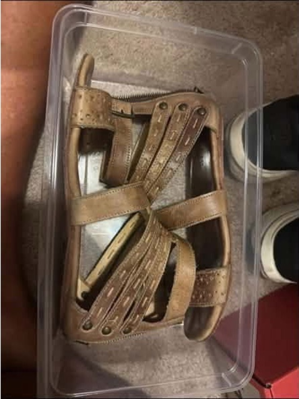 Bed Stu Tan Leather Cross-Strap Sandals